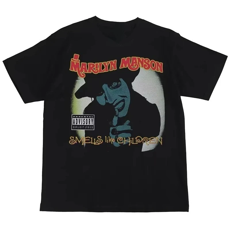 Gothic Rock Marilyn Manson Fan Tees Vintage Death Hype T-shirts Men Women Oversized Y2k 90s Soft Cotton Streetwear Clothing Tops