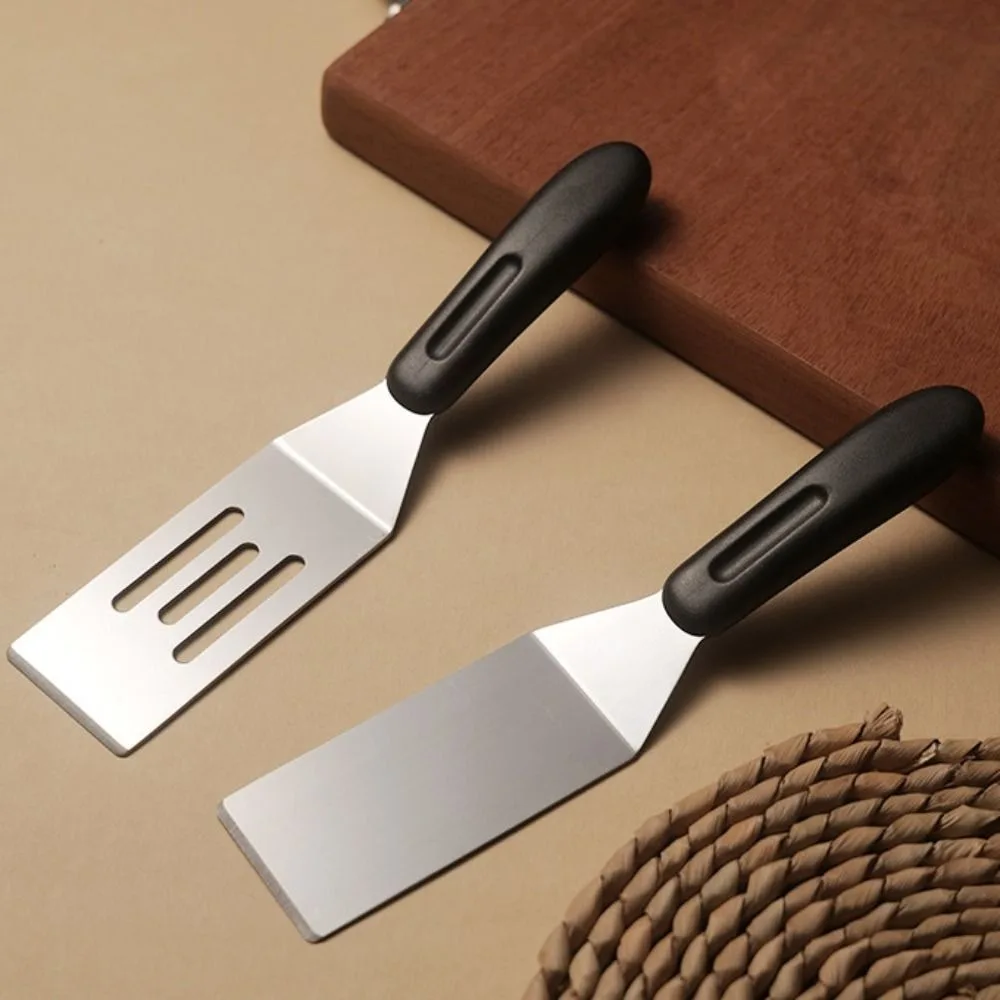 Durable Stainless Steel Grill Spatula Anti-scald Handle Hollow Design Steak Fried Shovel Mini Rectangle Pancake Scraper Tiramisu