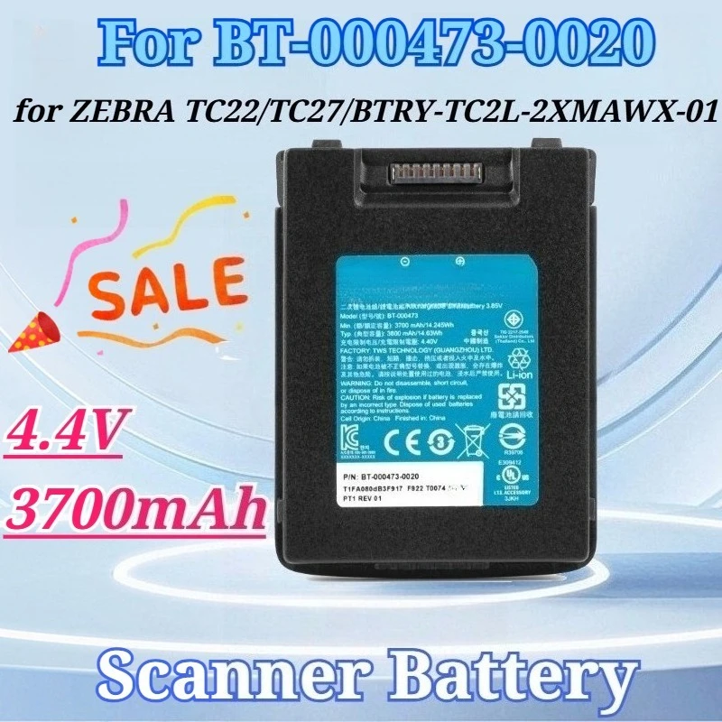 

4.4V 3700mAh for BT-000473-0020 Battery Compatible for ZEBRA TC22 TC27 BT-000473 HC20 BTRY-TC2L-2XMAWX-01 Scanner Battery
