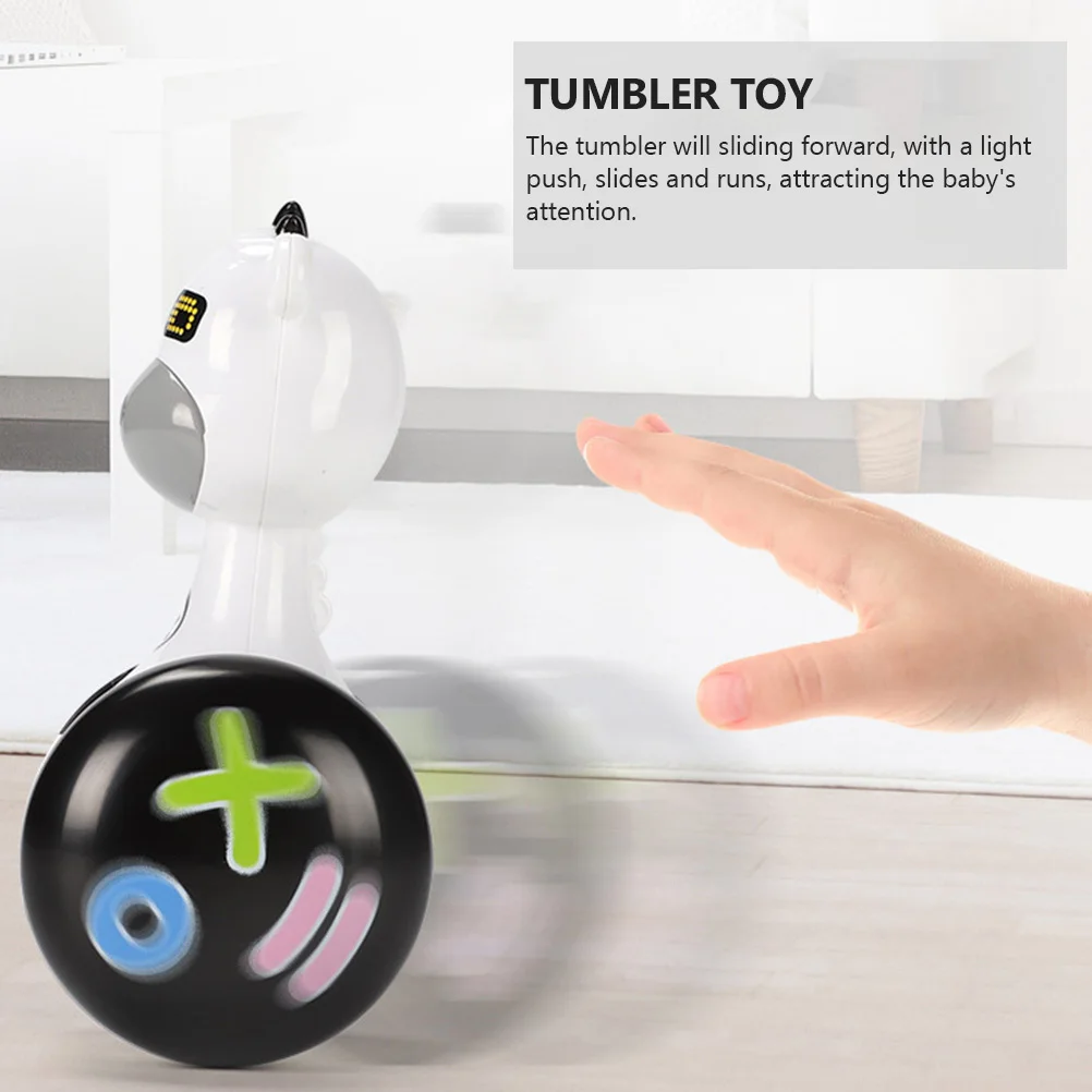 Gloeiende verhaalmachine Robothond Wit Zwart Tumbler voor kinderen Oplichtende muziek Interactief leren Kruipassistent Speelbal