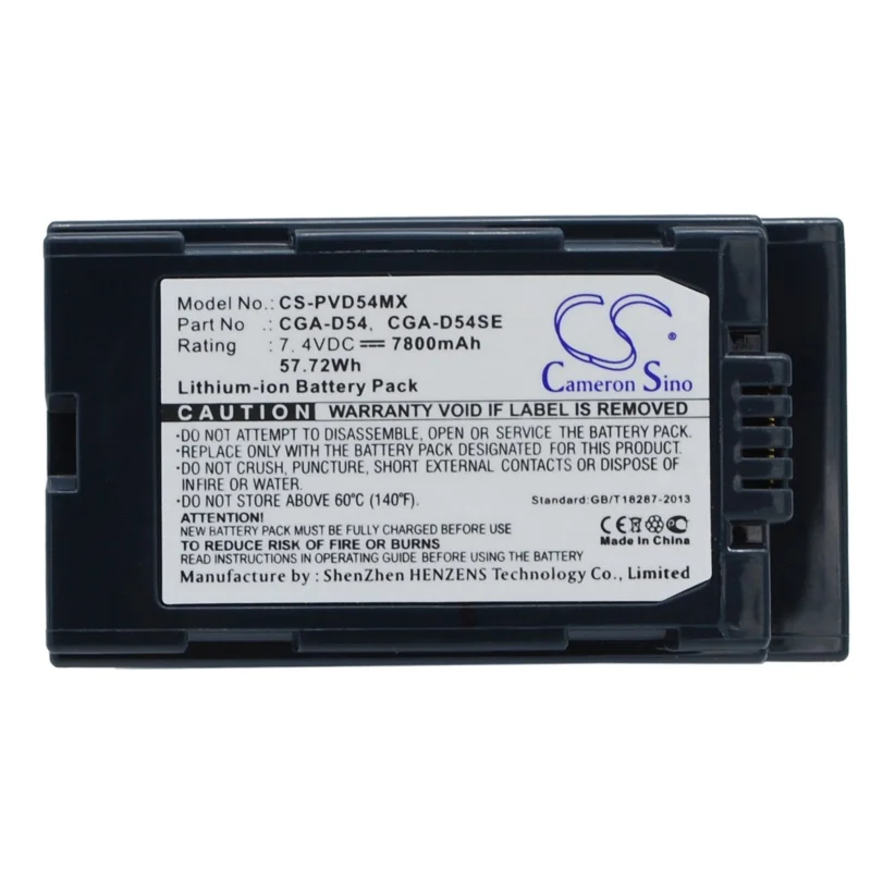 Li-ion Camera Battery for Panasonic, 7.4V, 7800mAh , Compatible Models: AG-AC-90, AG-DVC180A, NV-DS30A, NV-DS30EG