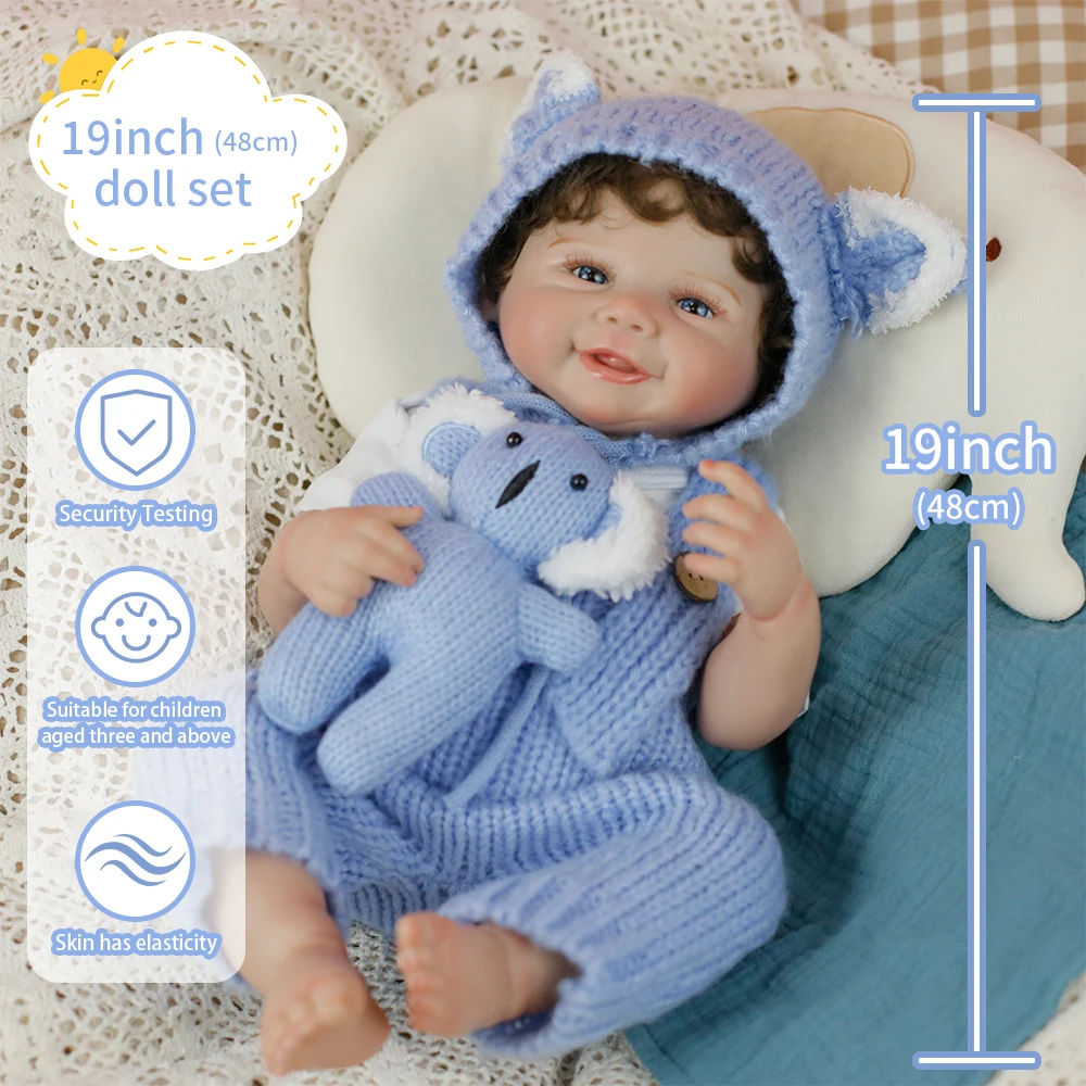 

19inch Finished Reborn Baby Doll Vivi Full Silicone Vinyl Girl Body Washable Lifelike Soft Touch 3D Skin with Hand-Rooted Hair