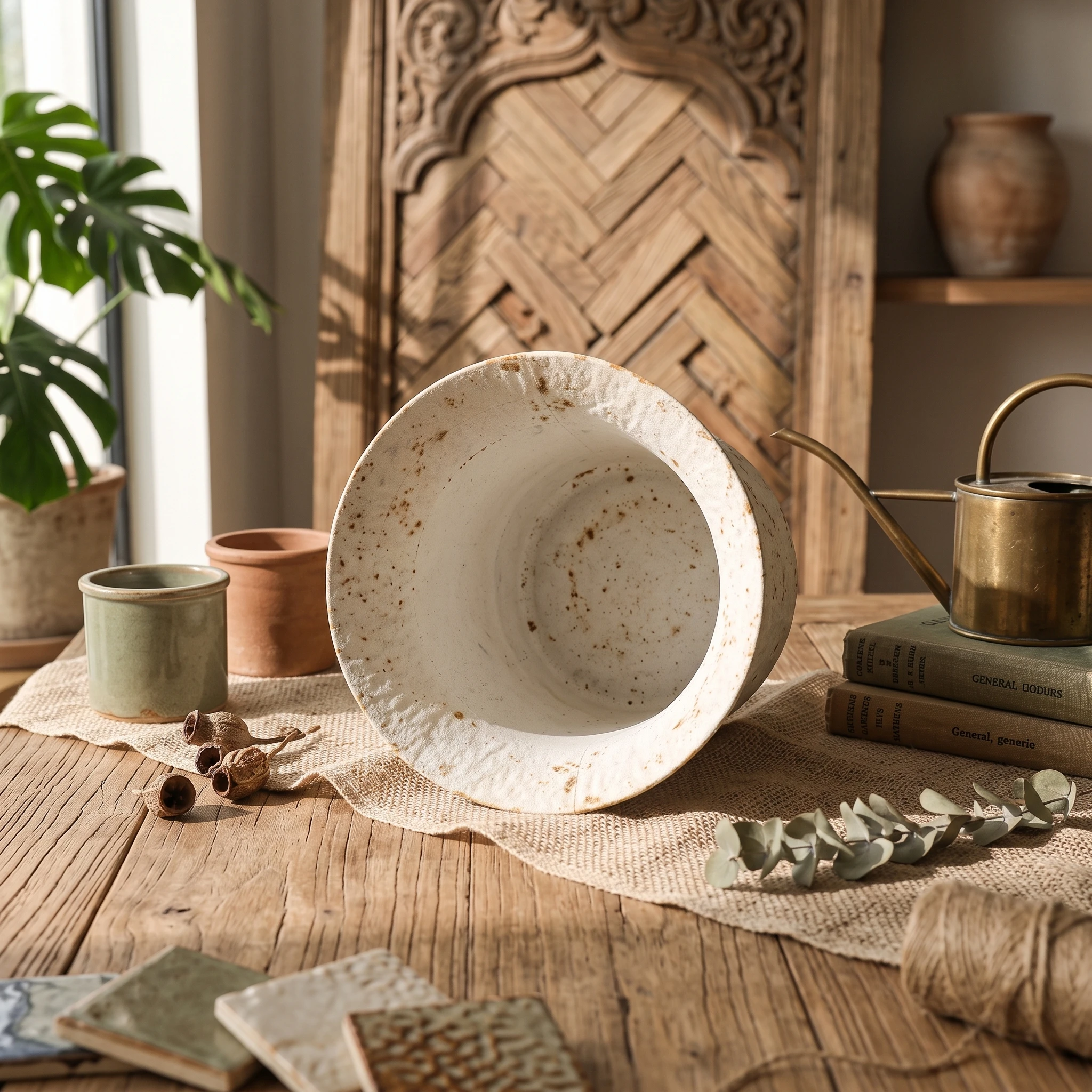 Decorative Vase Weathered Metal Vase Flower Urn Rustic Vessel Timeless for Entry Table, Mantel