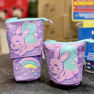 Genuíno australiano smiggle saco de escola roxo anjo coelho médio crianças mochila copo água retrátil caneta saco presente do estudante 10 principais vendas mochila angela - №1