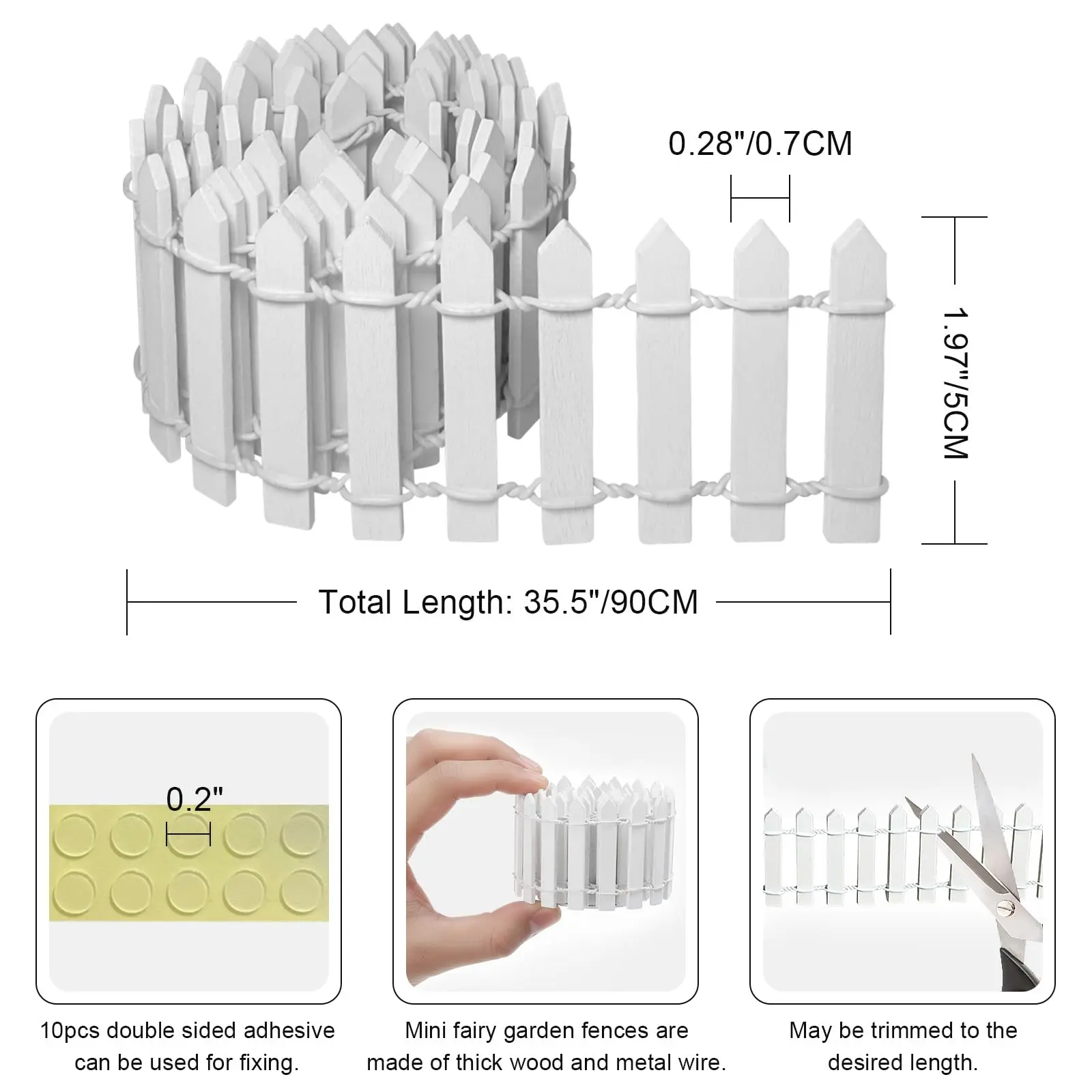 1Pcs Micro Landscape Miniature Ornaments Mini Fairy Garden Fence DIY Small Wood Decorative Picket Fence Decor