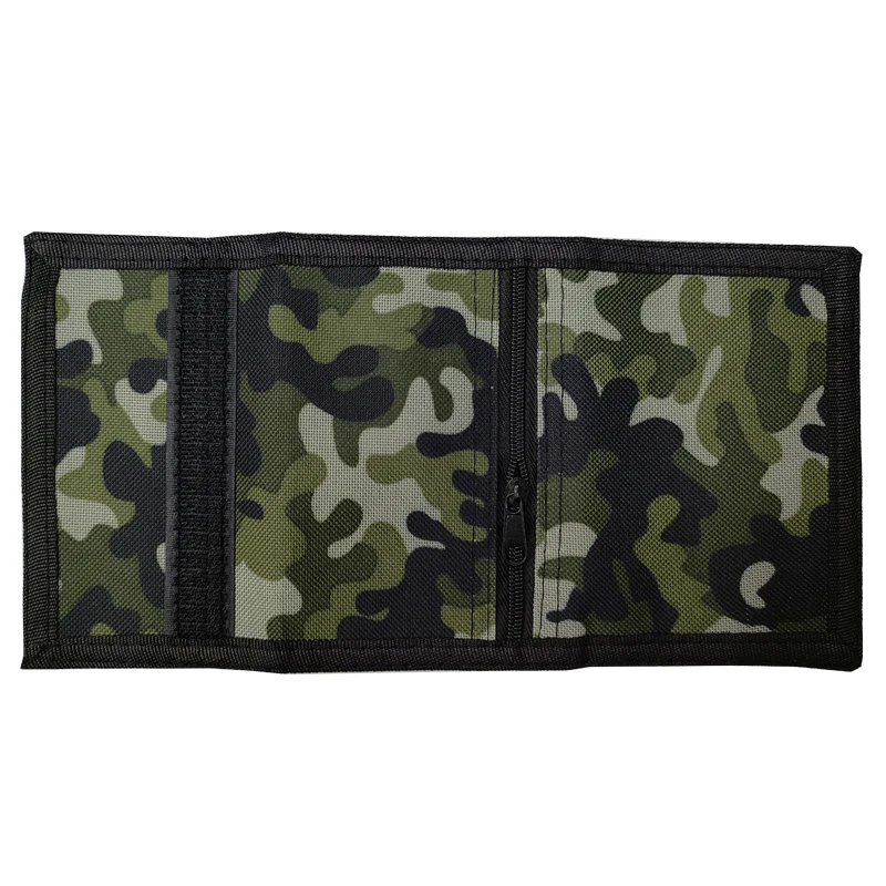 Billetera de camuflaje delgada, billetera deportiva triple, billetera de lona para exteriores con cremallera, monedero de viaje, tarjetero, regalos