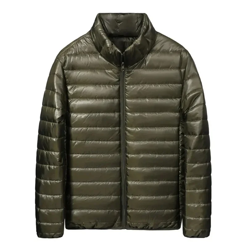 Men\'s Down Jacket Soft Lightweight Autumn Winter Solid Slim Padded Turtleneck Coat Male Casual Warm Long Sleeve Zipper Jackets