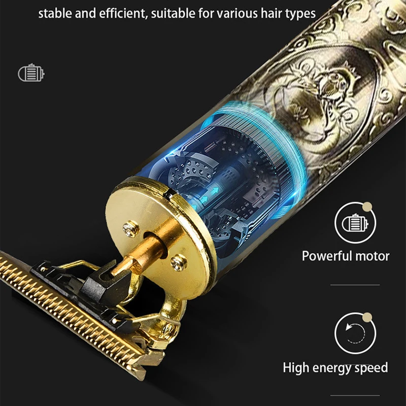 WAIKIL-barbeiro elétrico sem fio Push Clipper para homens, profissional cabeça de óleo Carver, carregamento USB, visor LCD Trimmer, novo