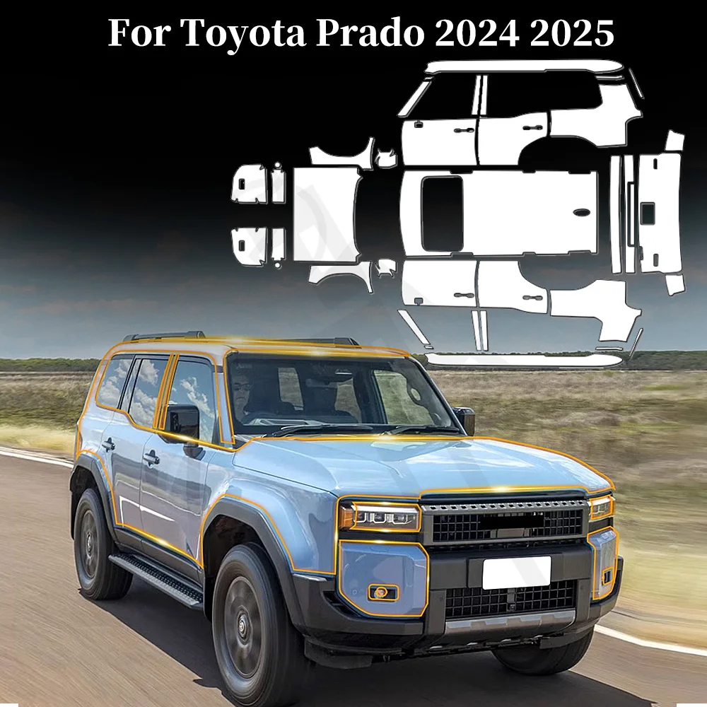 

Для Toyota Prado 2024 2025 Защитная пленка из ТПУ от царапин, предварительно вырезанная PPF кузов автомобиля, прозрачный бюстгальтер, невидимый чехол, автомобильные аксессуары