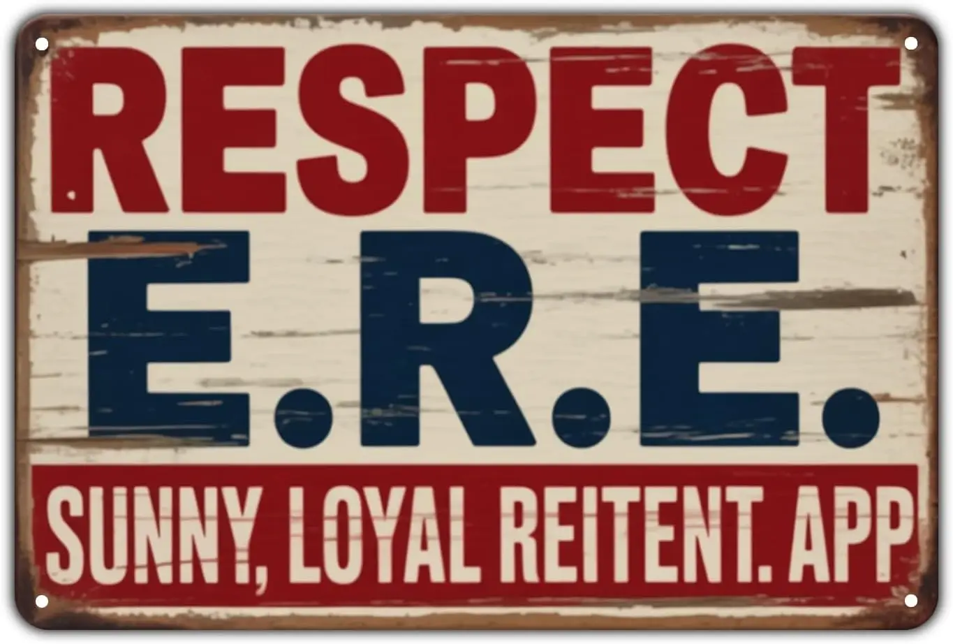 Respect E.R.E. Tin Sign Vintage Motivational Metal Sign Sunny Loyal Reitent Print Aesthetic for Garden Yard Bar Porch Home Bedro