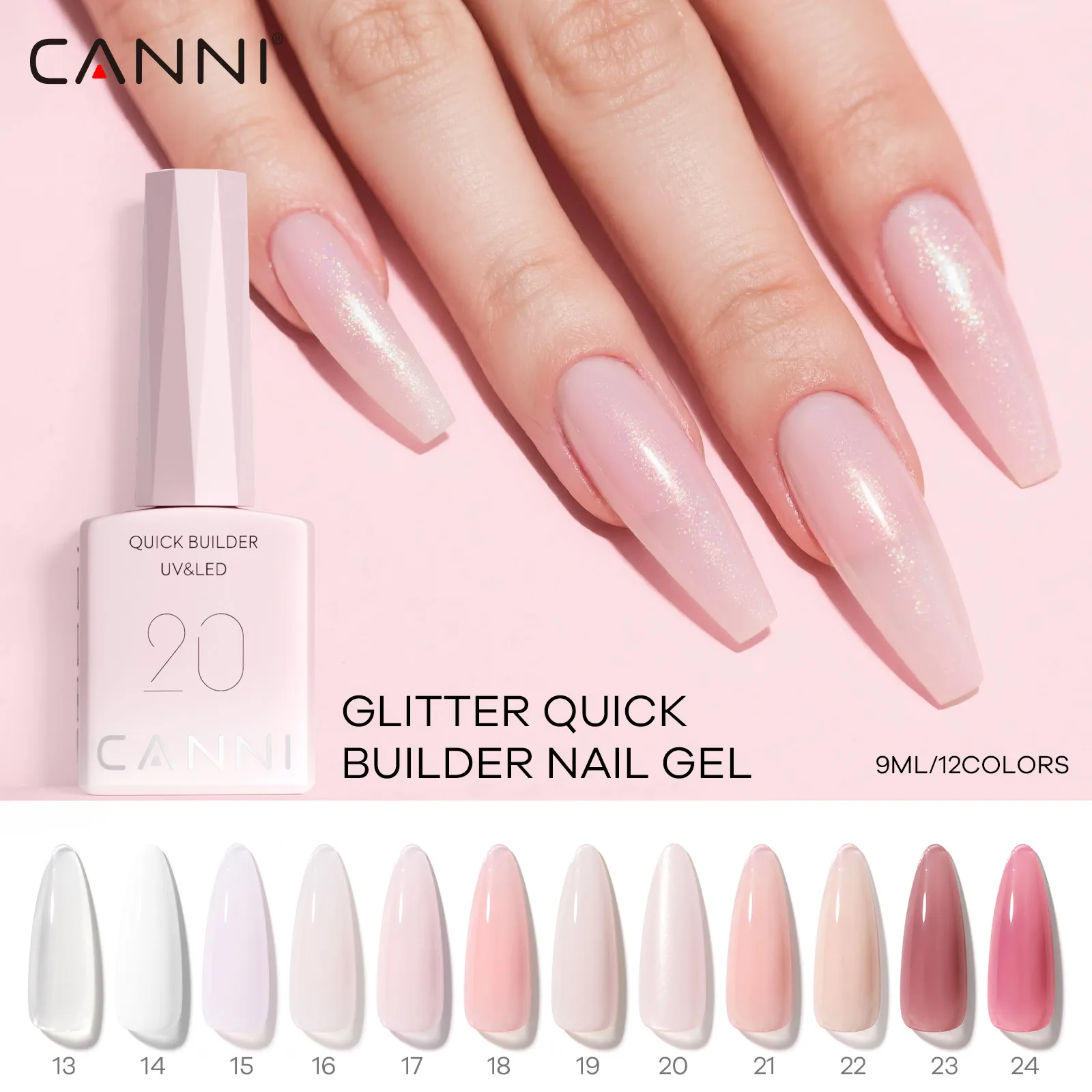 CANNI TPO-freies Schnell-Aufbau-Nagelgel in Flasche, Jelly Nude, halbtransparente Farbe, 9ml, ablösbares UV-LED-Formgel – Detail 3