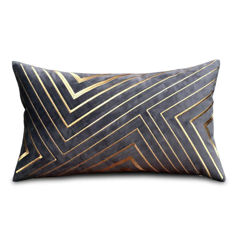 Gold Thread Embroidery Throw Pillow for Living Room Sofa Luxury Sample Room Soft Pillow Cover for Bed Headrest Pillow