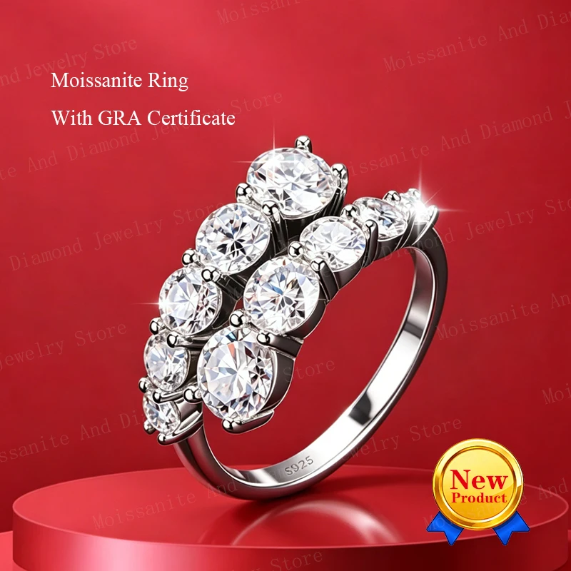 1,3mm Moissanit 925 Silber Damenring Exquisiter Modischer Diamantring für Mädchen mit GRA-Zertifikat Hochzeit Unisex – Detail 13