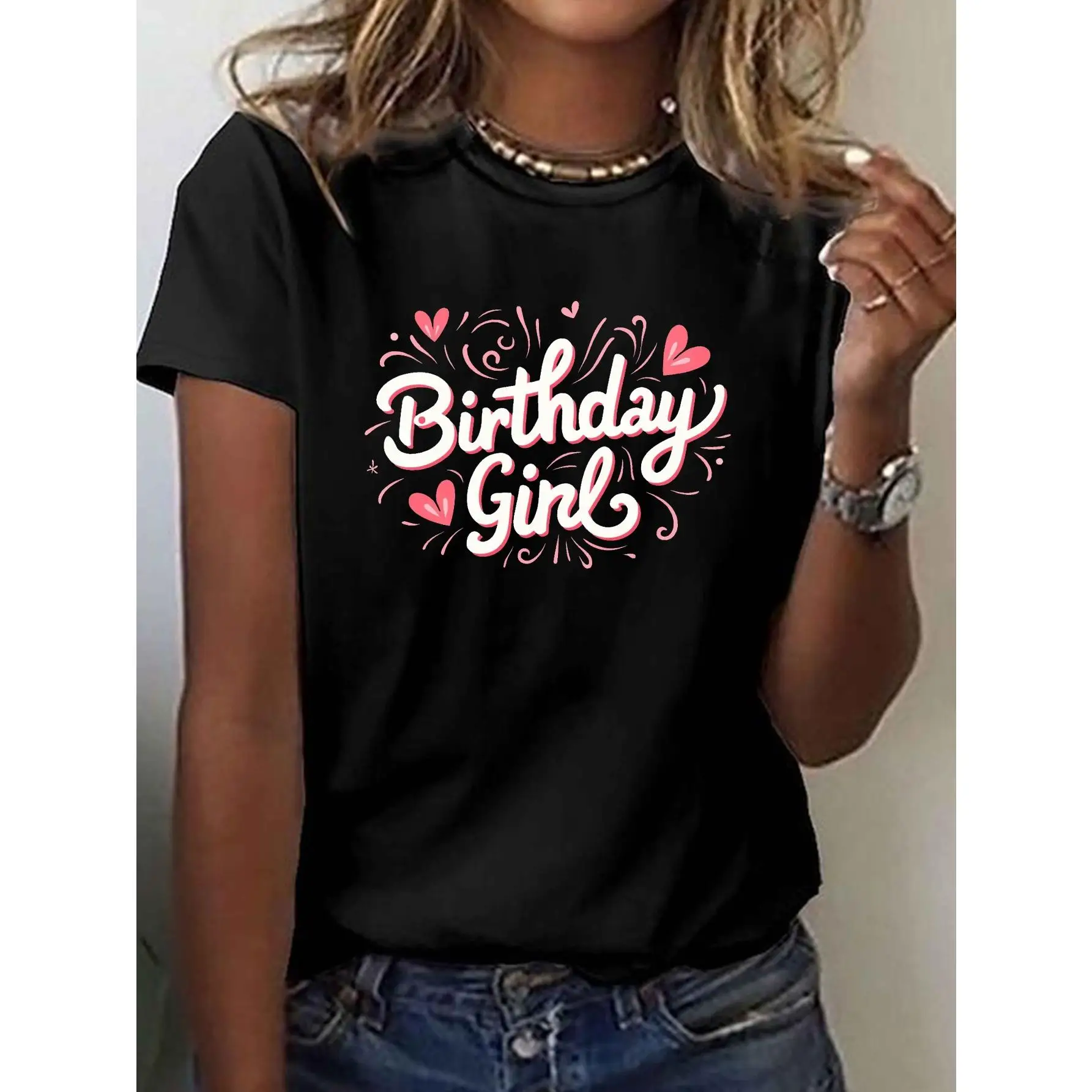 

Birthday Girl Graphic T-Shirt Women’s Cute Party Outfit Cotton Tee for Birthday Celebration or Holiday Gift
