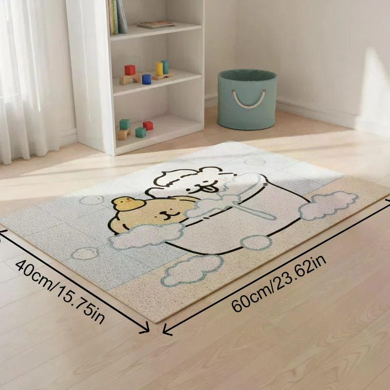 Shower Bathroom Mat Full Coverage Hollow Out Silicone Coil Non-Slip Anti-Fall Mat Drainage Water-Proof Easy To Clean For Home