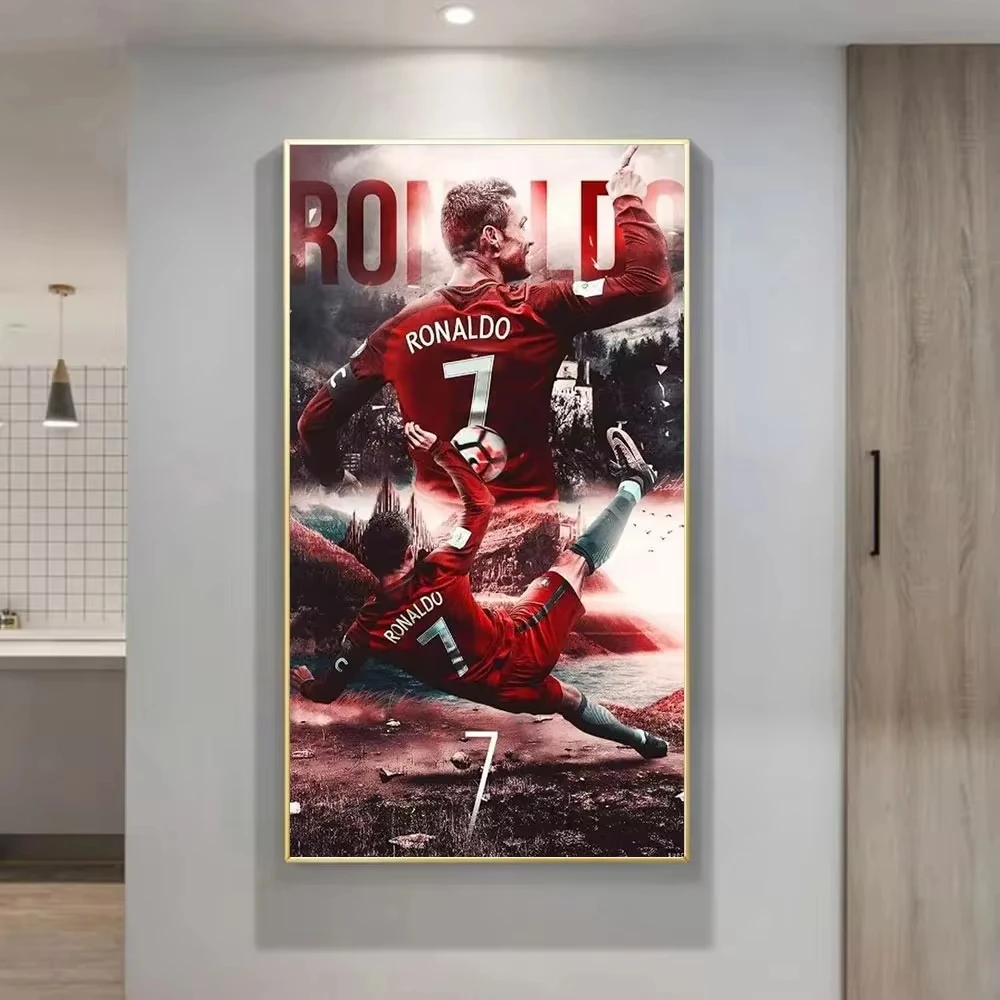 Football Star CR7 Ronaldo Poster Frameless Watercolour Painting Living Room Study Decoration Home Decor Collection Fan Gifts
