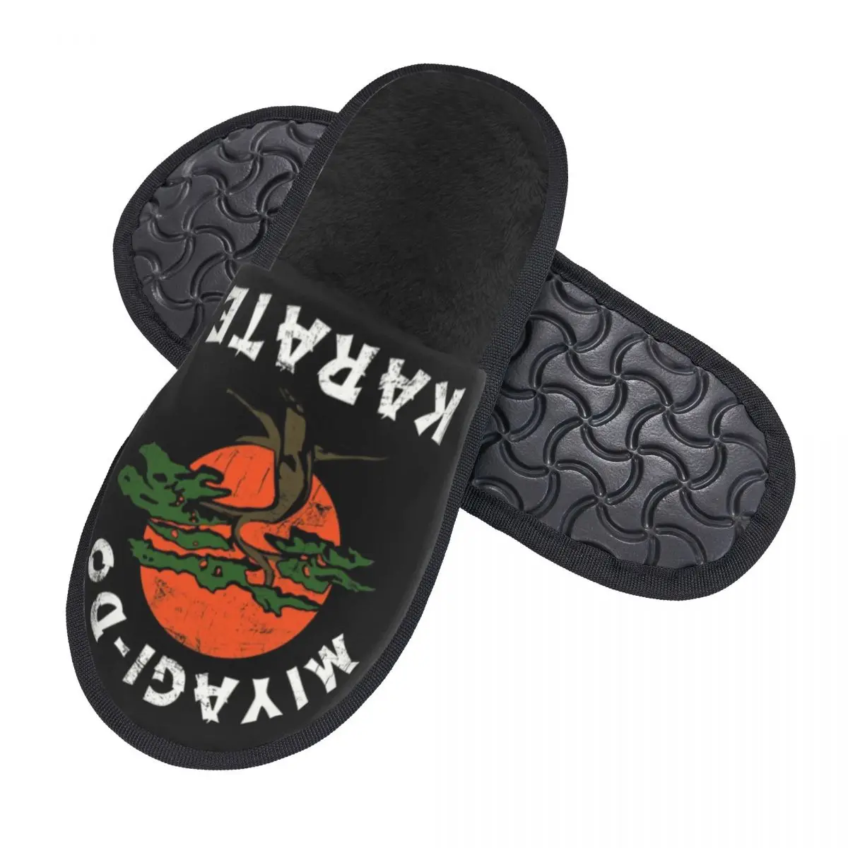 Custom Miyagi-Do Vintage Look Soft Memory Foam House Slippers Women Cobra Kai Comfy Warm Anti-Skid Slipper