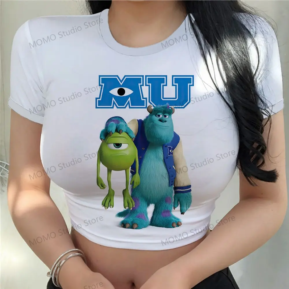 T-shirt da donna Cute XS-3XL Kawaii Monsters Inc. Crop Top Leisure 2024 adorabili vestiti economici abbigliamento vendita calda da donna Y2k Party