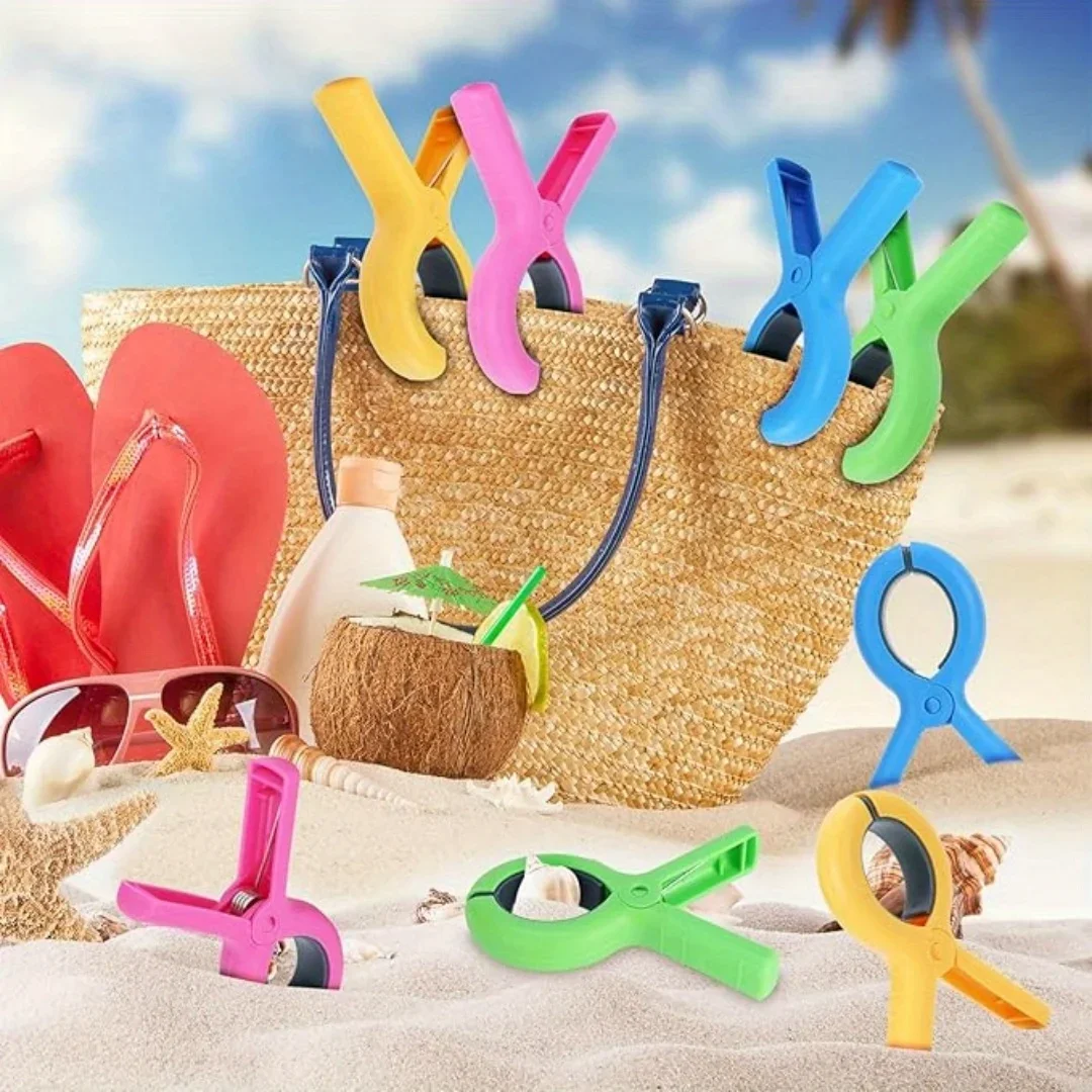 Inklusive Aufbewahrungstasche, 4/8 Stück große Strandhandtuchklammern für Strand-/Pool-/Kreuzfahrtsessel, robust, Wäscheklammern, winddicht – Detail 1