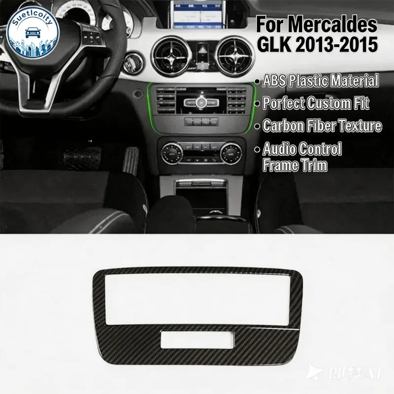 For Mercedes Benz GLK X204 2013-2015 ABS Carbon Fiber Central Control Voice Mode Button Cover Trim Internal Car Accessories
