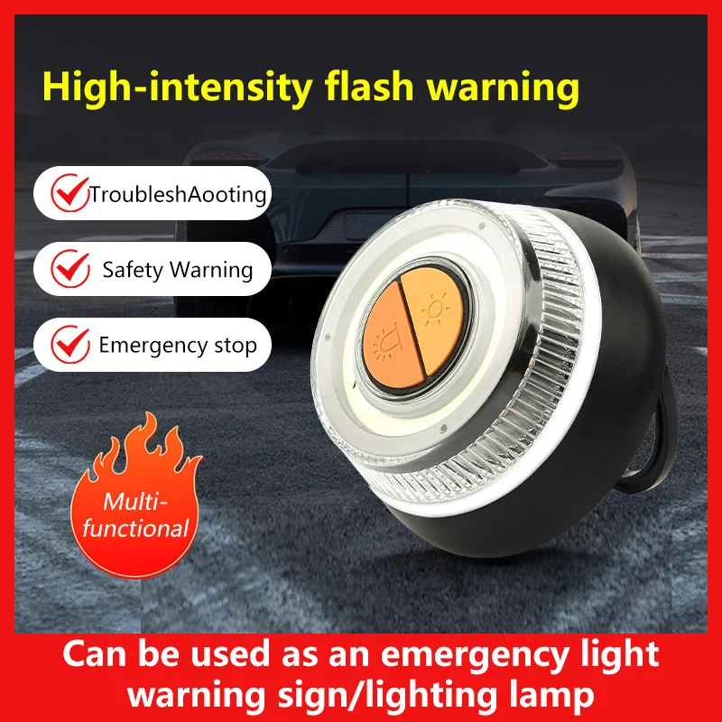 Emergency Rescue Vehicle Safety Light Strobe Warning Light Car Triangle Warning Sign 3-Speed Strobe Low Brightness Magnetic Base