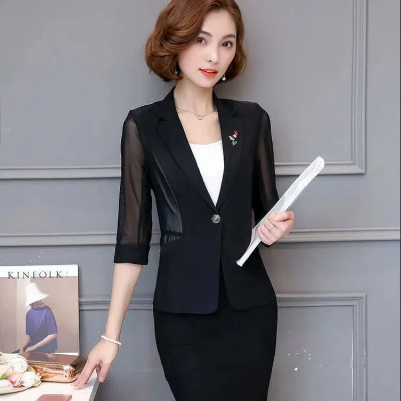 Summer New Thin Slim White Blouse Polo Neck Half Sleeve Solid Color All-match Office Shirt Tops Fashion Elegant Women Clothing