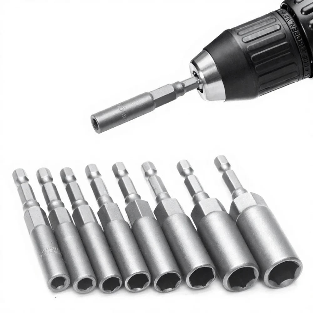 Deep Metric Hex Nut Driver Adapter For Impact Wrench Drill Bits Chrome Vanadium Steel Hand Tool Kit For Home Maintenance Repairs
