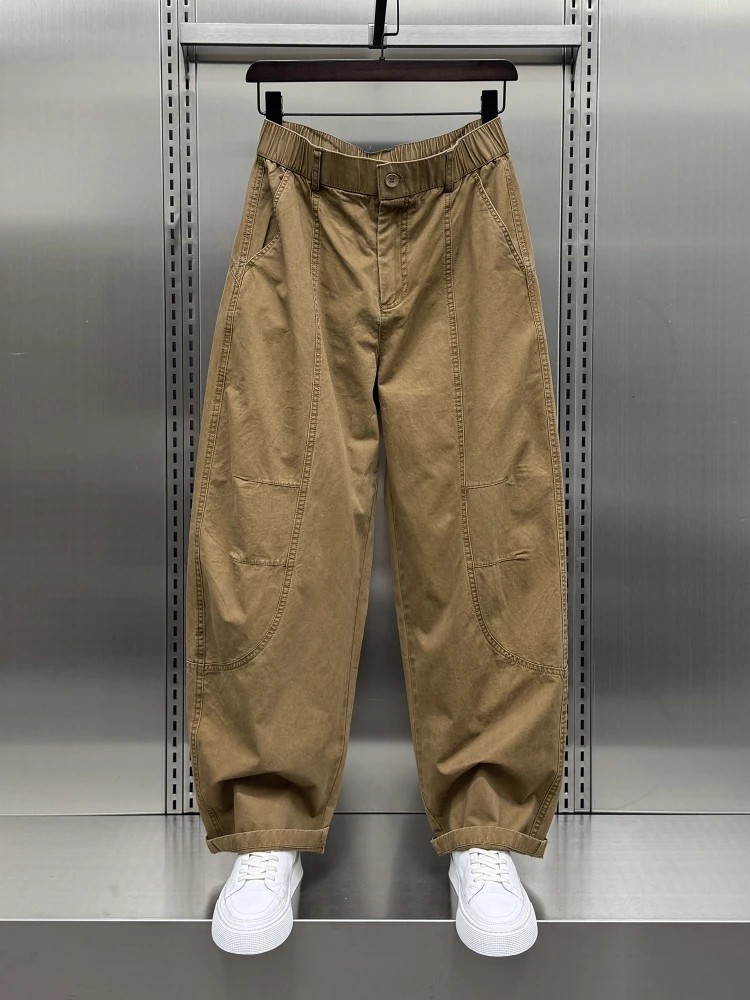 

Свободные мужские брюки в американском стиле Sle Splice Design, летние новые трендовые повседневные прямые брюки, дышащая тонкая модель