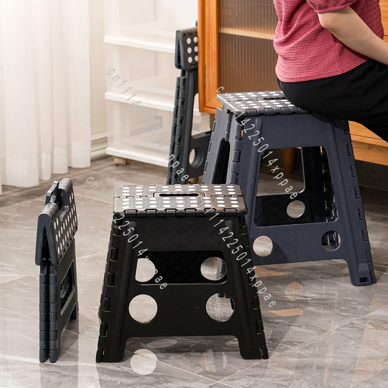 Table and Chairs Portable Bathroom  Outdoor Children's Small Folding Stool Plastic Thickened Adult Household Foldable Dining