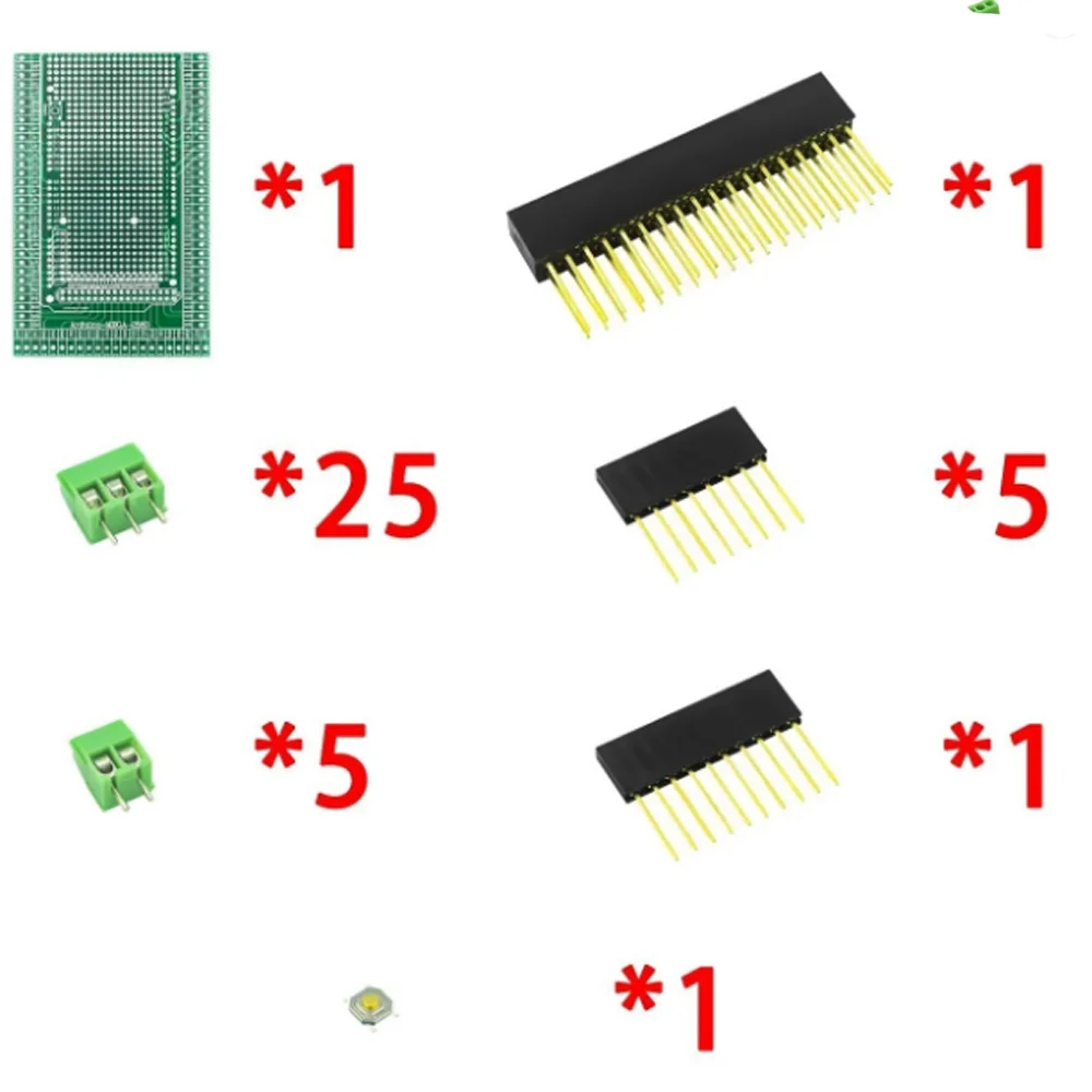 Double-Sided PCB Prototype Shield Board Kit with Terminal Block for Arduino MEGA2560 R3, DIY Electronics