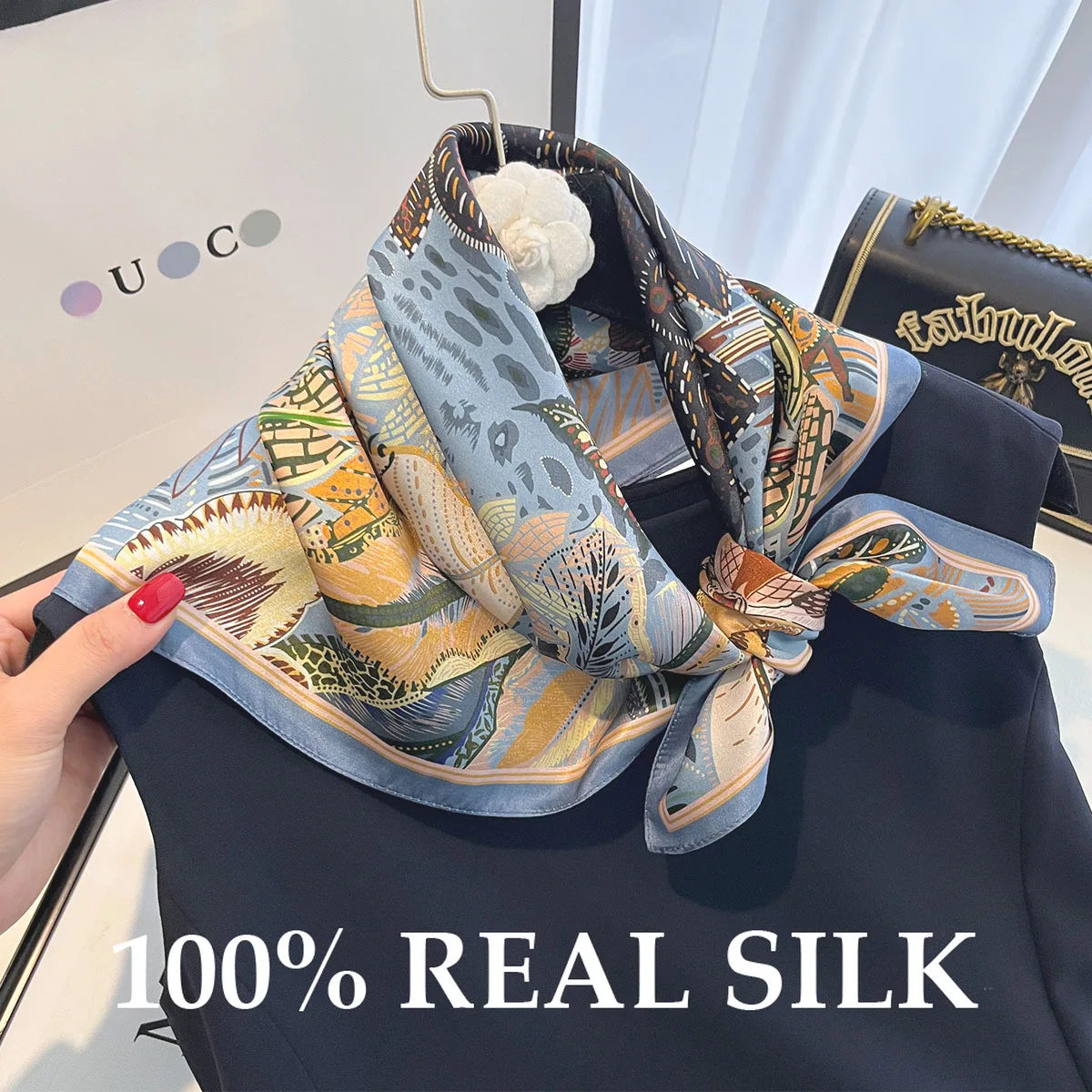 

100% натуральный шарф из чистого шелка, женский роскошный брендовый бандана, платок Femme, мягкий платок, хиджаб, квадратный шейный платок, шаль, пончо