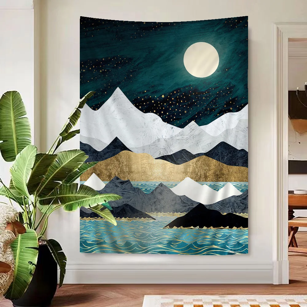 Nordic Abstract Geometric Mountain Tapestry Art Printing Art Science Fiction Room Home Decor Wall Art Decor