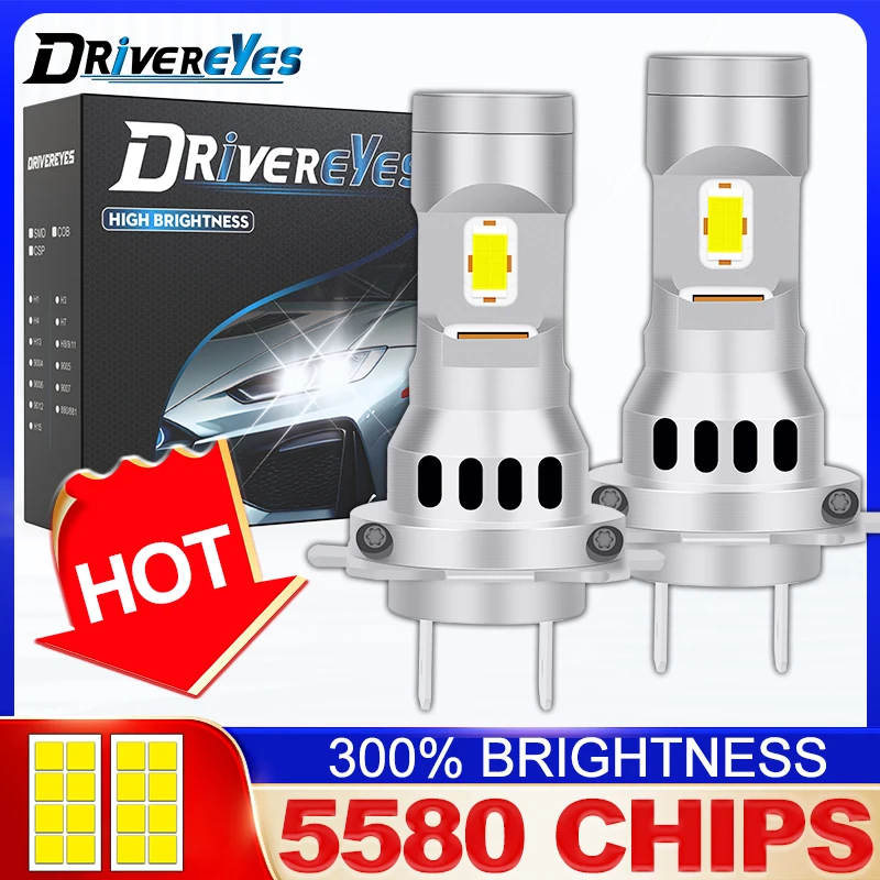 

Drivereyes H7 LED 1300W 6000K White Headlight Chip Car Light Mini 1: 1 Size Auto Lamp Universal Adapter 12V Plug and Play 2PC