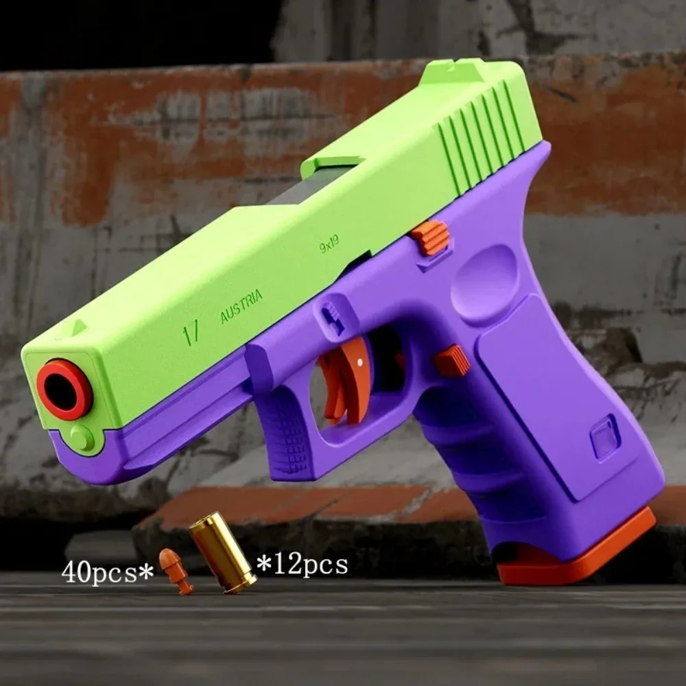 Shell Throwing G17 Automatisches Schießen Soft Bullet Spielzeugpistole mit Blowback Outdoor-Sport-Schießspiel Weihnachtsgeschenk für Kinder