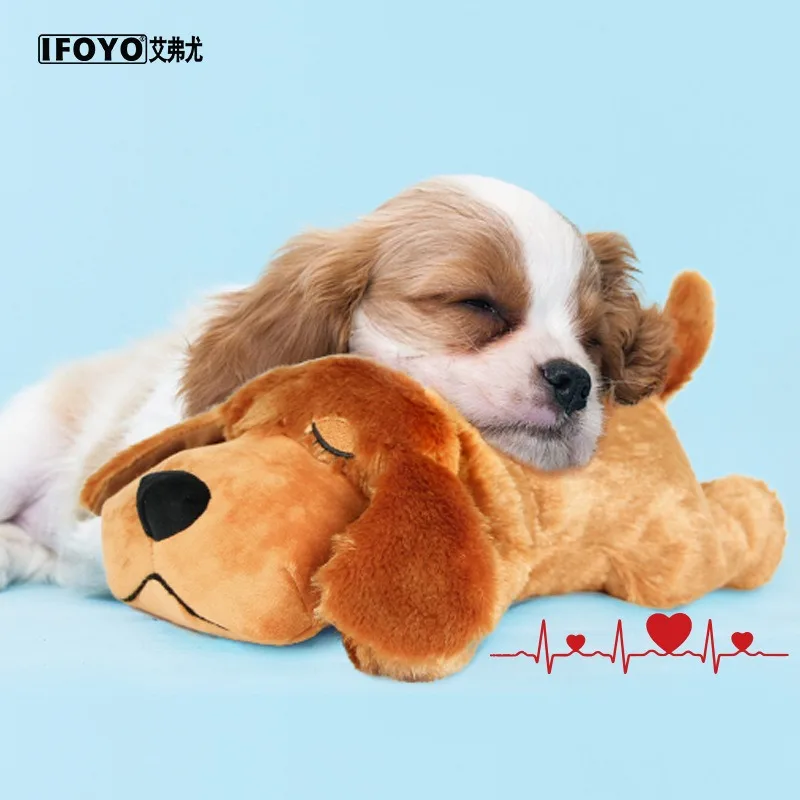 Puppy heartbeat toys for dog anxiety relief and behavioural training, plush with simulated device