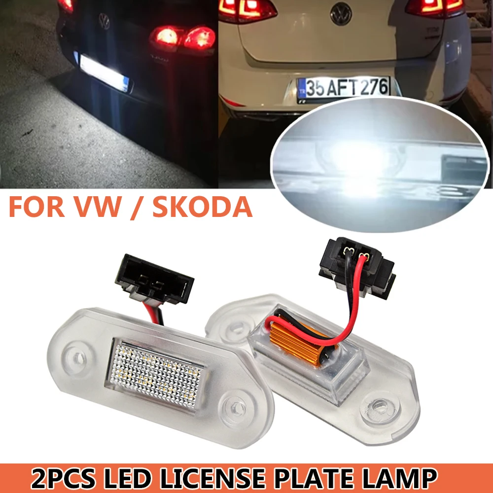 2Pcs LED Number Plate Lamp White License Plate Light For VW Golf III MK3 Jetta Vento Skoda Octavia 1 1U2 Combi 1U5 1996-2010