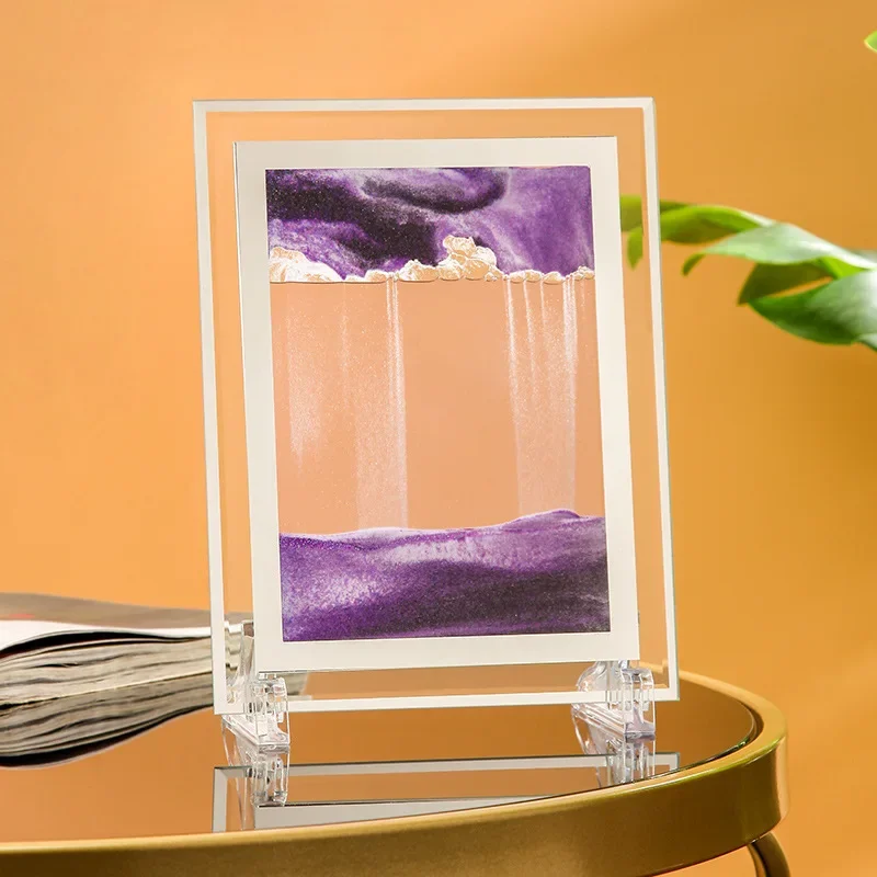 Square Sandscape Moving sand Art Picture 3D Deep Sea Hourglass in Motion Quicksand Craft Flowing Sand Painting Home Decor Gift