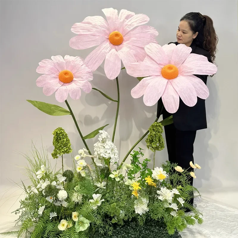 Handmade Paper Daisy Artificial Flower Window Decoration Wedding Party Scene Arrangement Home Decor Simulation Bloom Craft