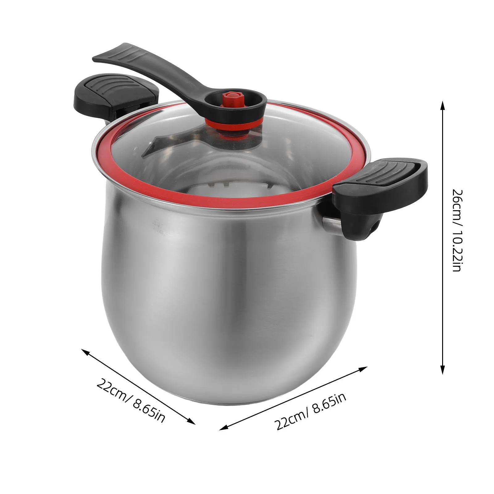 8L Stainless Steel Micro-Pressure Stew Pot with Lid for Pasta Noodles Soup Stocks Sauces Healthy Cooking Fast Nutrient-Retaining