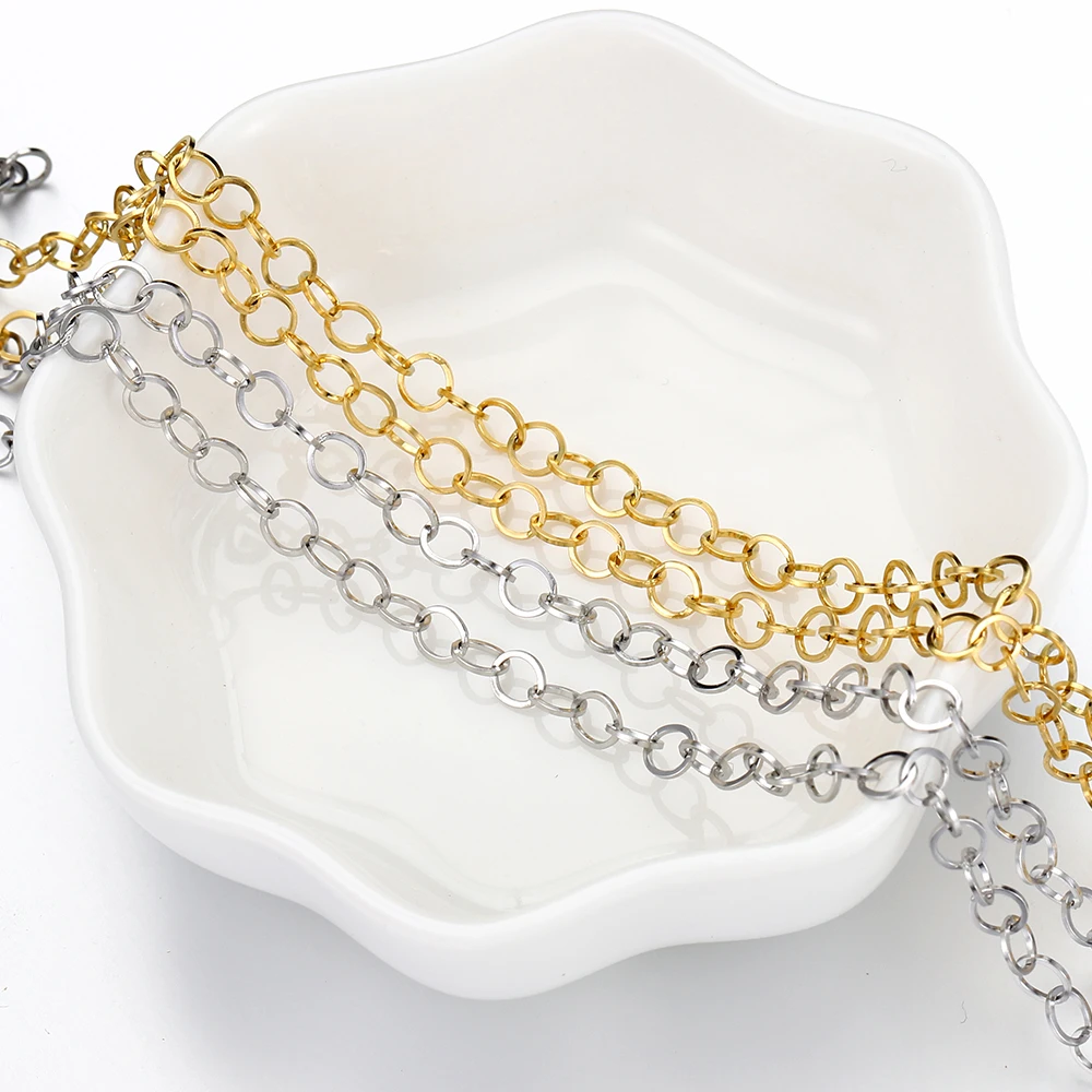 2Meters Stainless Steel Round Circle Chain O Shape Chains for Necklace Bracelet Jewelry Making DIY Findings Handmade Supplies