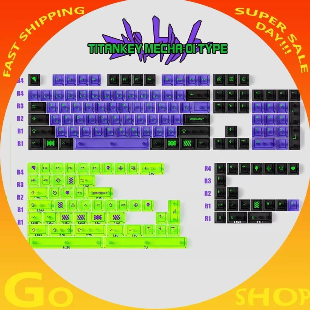 Titan Nation Mecha-01 키캡 투명 152 키 불투명 Pbt 키캡, 키보드 PC 액세서리 게임용 키캡 선물, 171 키