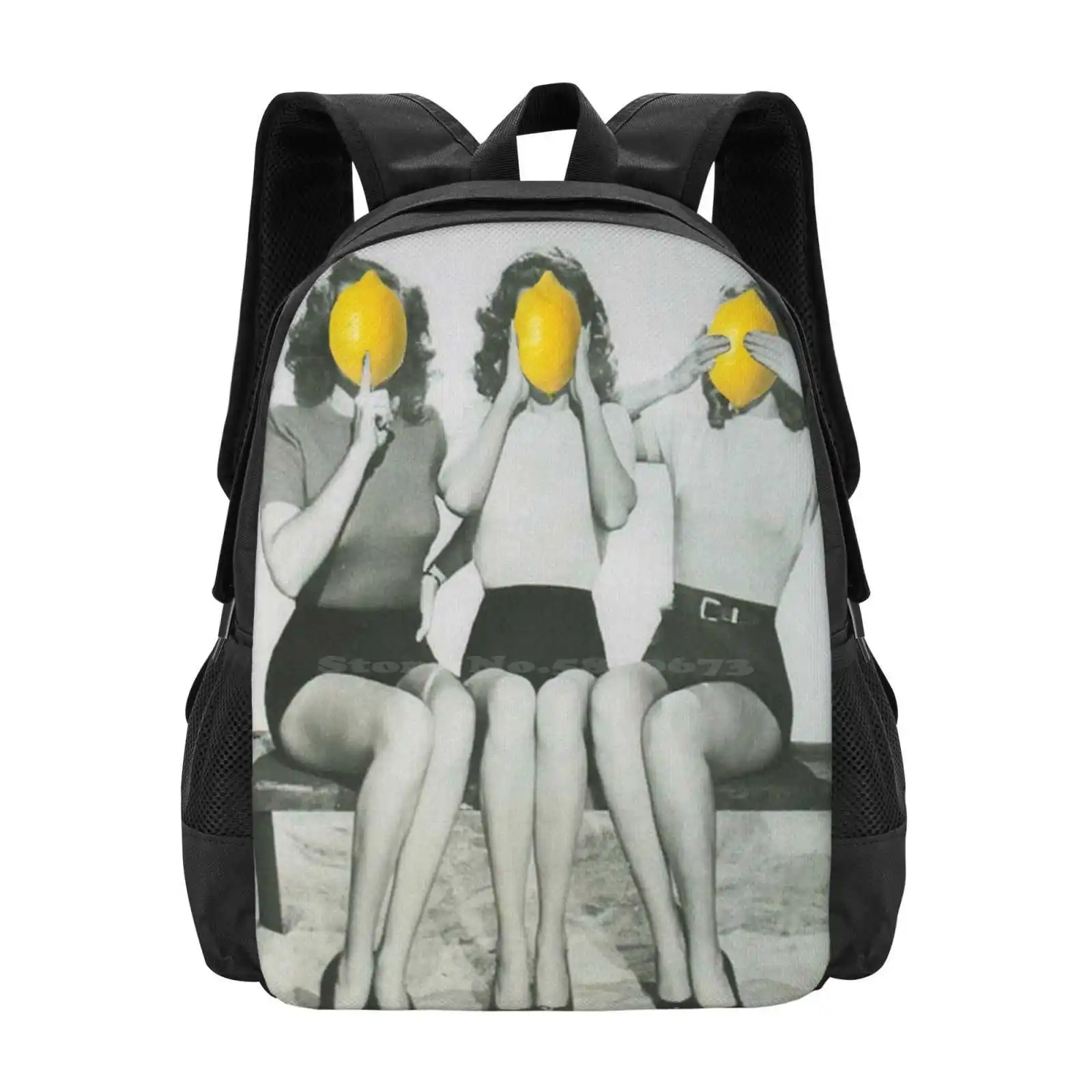 Lemonheads Hot Sale Schoolbag Backpack Fashion Bags Lemons Collages Graphic Design Vintage Collage Art Fine Art Artist Handmade