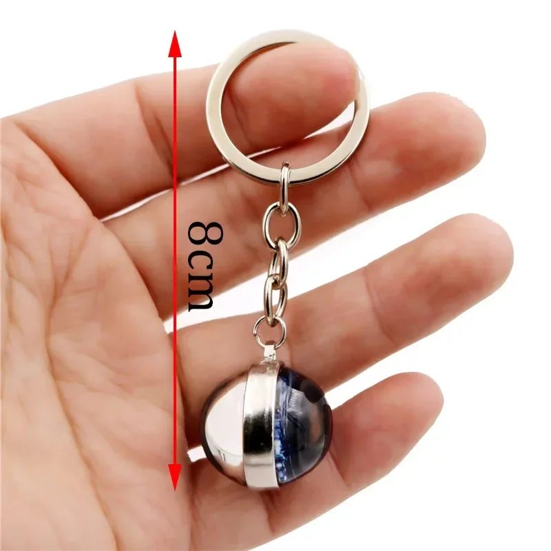 Fashion Starry Time Gem Pendant Luminous Keychain Glow in The Dark Moon Double Sided Glass Ball Keyring Jewelry for Women Gifts