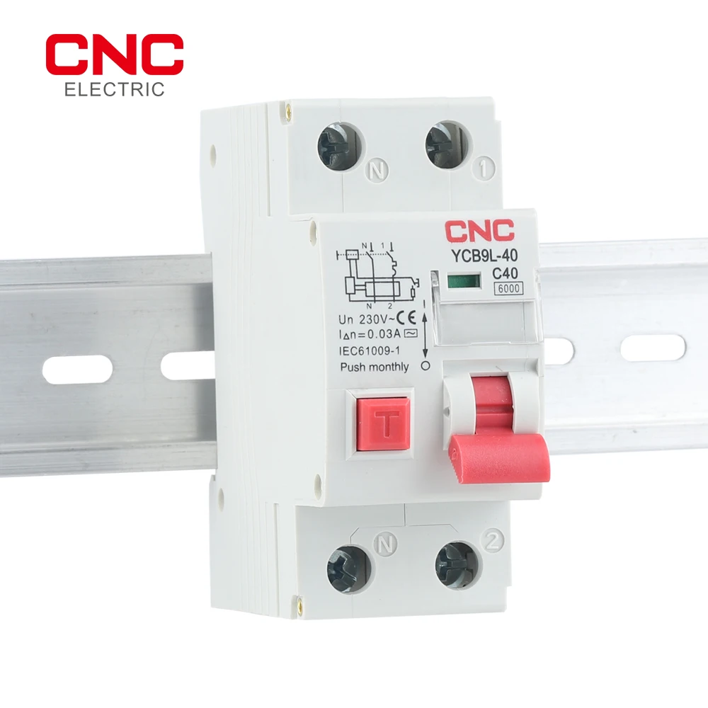 

CNC YCB9L-40 1P+N Din Rail 36mm Phase-neutral Residual RCBO Current Circuit Breaker with Overcurrent Protection