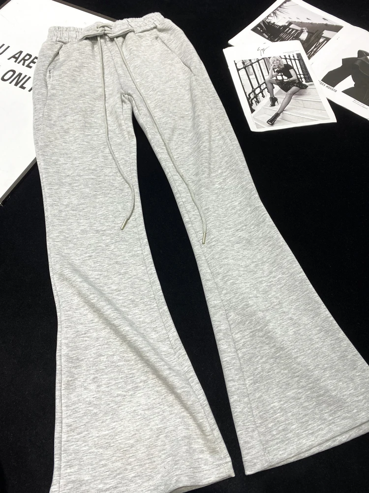 [YOZOU] Solid Clean Fit Comfort Sweatpants Wide Flare Pants Bottoms Slacks Women Trousers Pink Black Gray Brown