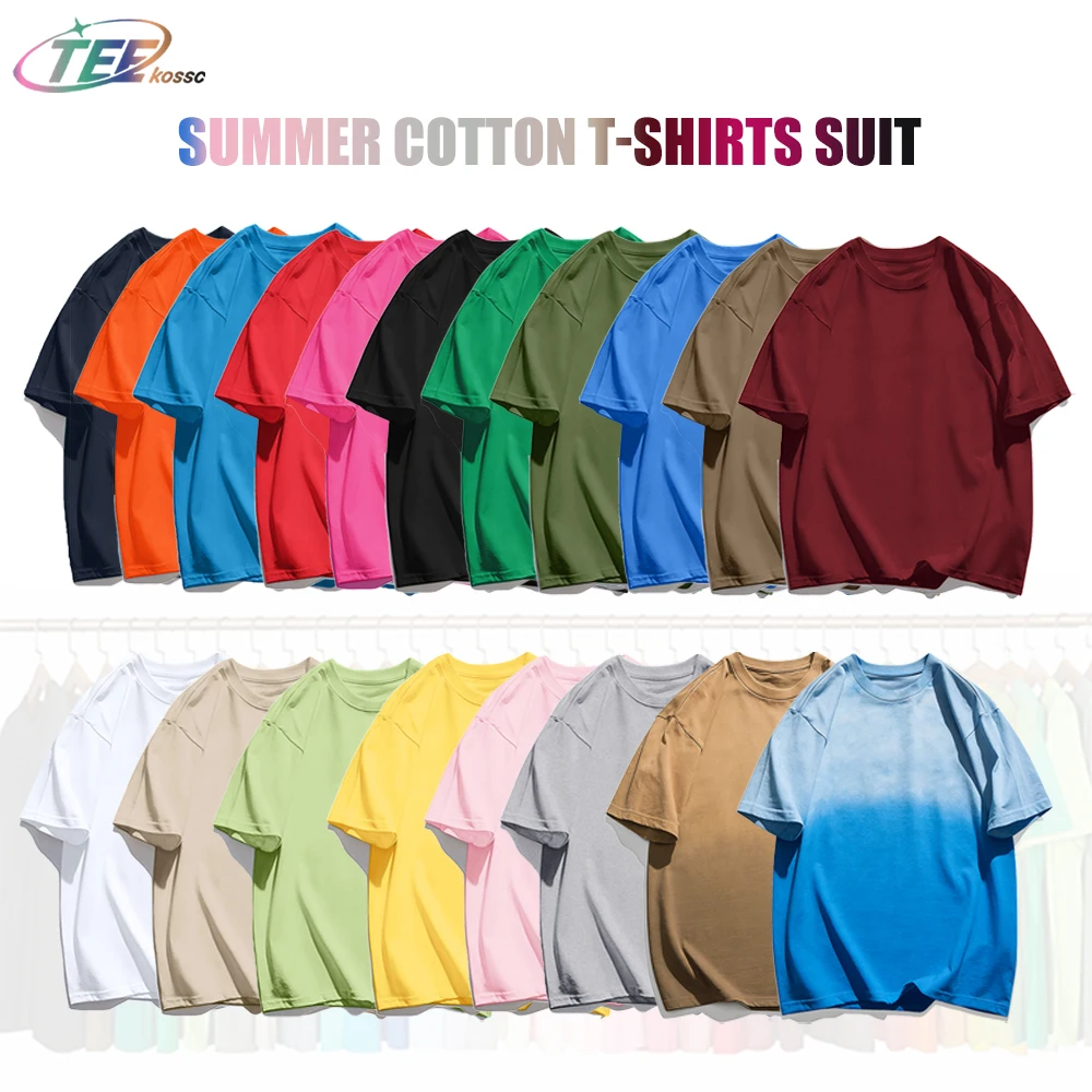 Tie-Dye & Basics T-Shirt für Herren, Outdoor-T-Shirt, Sommer, lässig, 2-teiliges T-Shirt-Set, All-Match-Tops mit Rundhalsausschnitt, Unisex, übergroß, weiche Streetwear