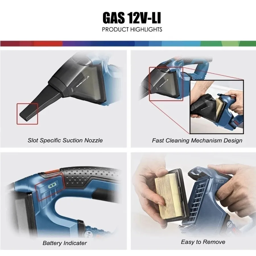 Bosch GAS 12V-LI Cordless Handheld Vacuum Cleaner 12V Professional Lithium Ion Battery Rechargeable Lightweight Dust Buster Tool - view 3