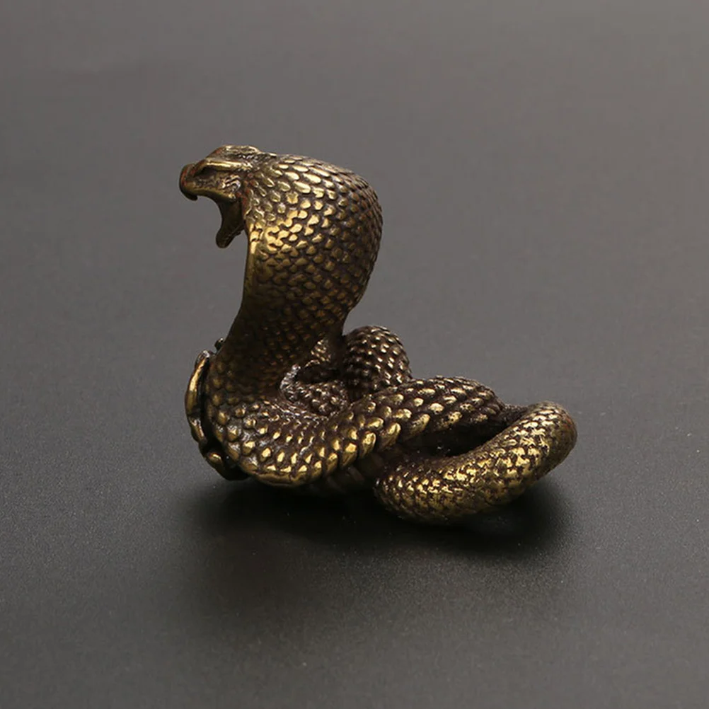 Reptile Toys Bronze Tea Pet Creative Snake Figurine Top Hat Table Ornament Man Red Necklace