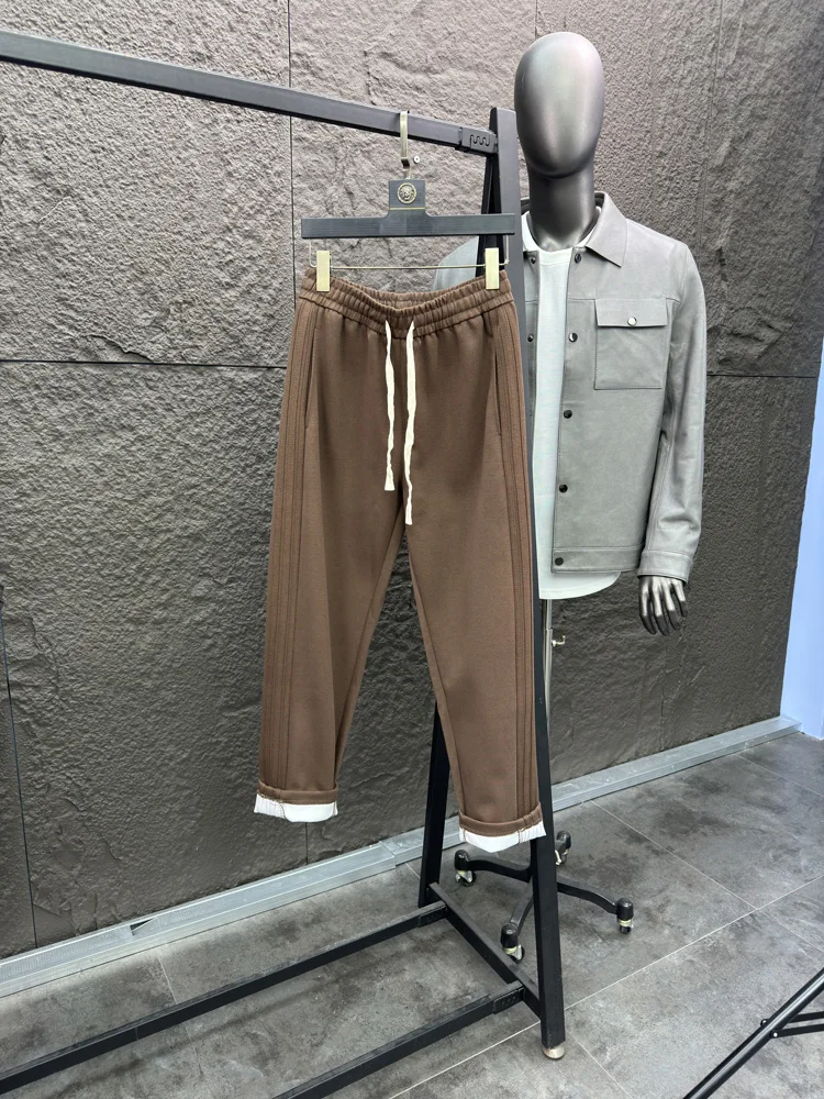 Svip Sli واسعة الساق مستقيم قطع السراويل الخريف الشتاء Faion مريحة ثي الدافئة عارضة الرجال Sweatpants #5