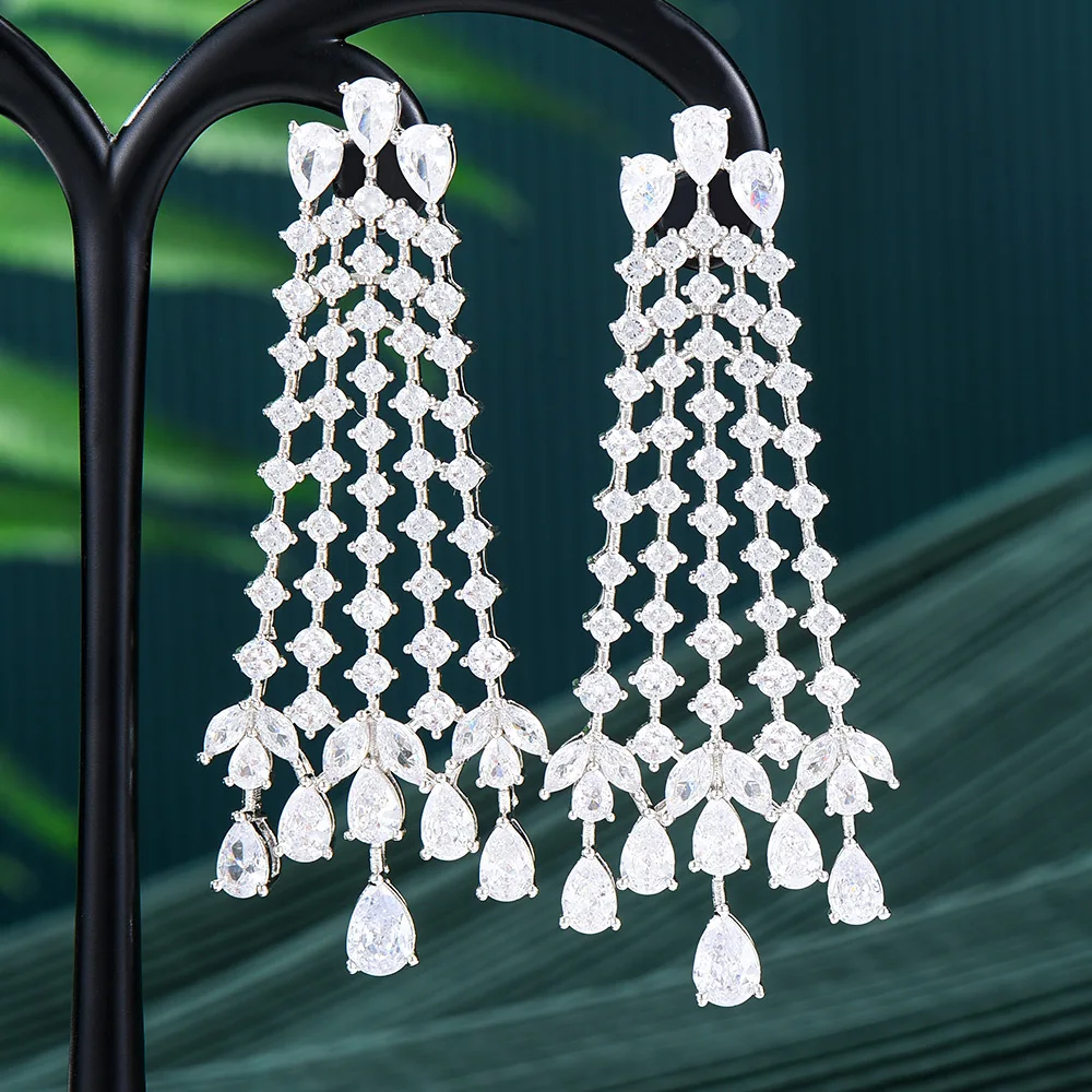 

GODKI 2025 Luxury Trendy Link Chain Long Drop Earrings Cubic Zircon Earrings For Women Drop Earrings Brincos Fashion Jewelry